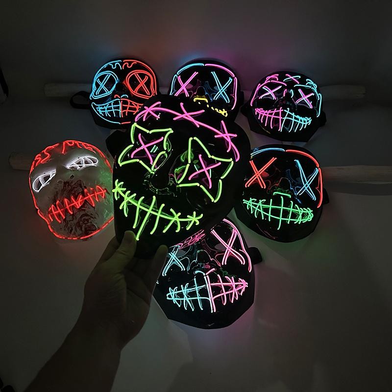 Máscara de purga LED brillante profesional inalámbrica luminosa máscara de Halloween