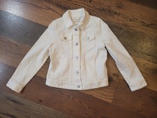 J Crew Crewcuts Girls White Denim Trucker Jean Jacket Size 8