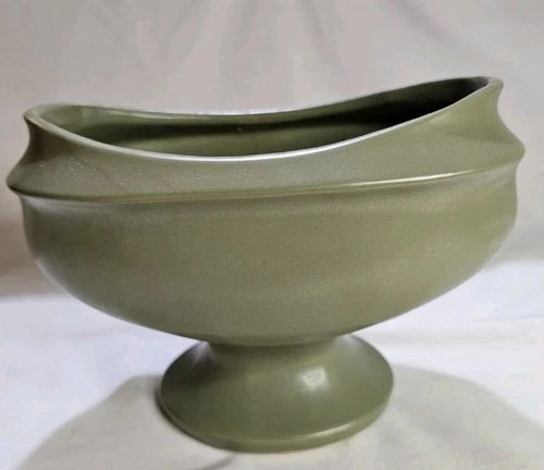 ViIntage McCoy Floraline Pottery USA Pedestal Planter #441 Avocado Oval Top 1968