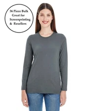 American Apparel  Bulk Load 36 Pcs Women's Long-Sleeve T-Shirt  Asphalt Gray Med