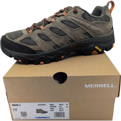 Merrell Moab 3 Shoes Mens Size 10.5 Olive Hiking Trail Vibram Sneakers J035885