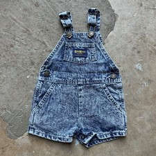 Vintage OshKosh B'Gosh Vestbak Denim Romper Acid Wash Overalls Baby 6-9 Months
