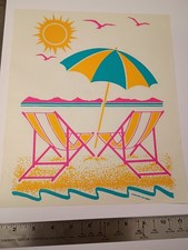 Vintage  Iron -On / Heat Transfer Beach Scene - NT11