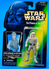 Star Wars Power of The Force LUKE SKYWALKER In Hoth Green Card Hasbro 1996 MOC