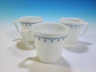 Pyrex Blue Snowflake Garland Mugs Set Of 3 Coffee Cups  D Handles Vintage