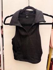 SHEIN Black Sleeveless Collared Top XS