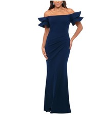 XSCAPE Womens Scuba Crepe Maxi Dress, Blue, 4