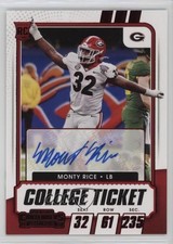 2021 Panini Contenders Draft Picks College Game Ticket Red Monty Rice Auto 1cx3