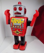 Vintage Tinplate Wind-Up Mighty Robot, Yonezawa, (Y.) Japan 1960's. As Found.