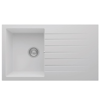 Liquida GRN860WH 1.0 Becken weiß Granit reversible Küchenspüle mit Ablaufgarnitur