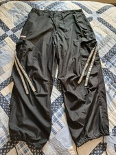 Vintage Y2K UFO Parachute Pants Large Cargo Baggy Rave Skate Wide Leg Black L