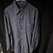 Lauren Ralph Lauren Non-Iron Blue White Check Dress Shirt 16.5 32/33 Button-Down