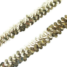 New 10Y Beautiful Sequin Elastic Stretch Ribbon Trim Craft Sewing Trimming Gold