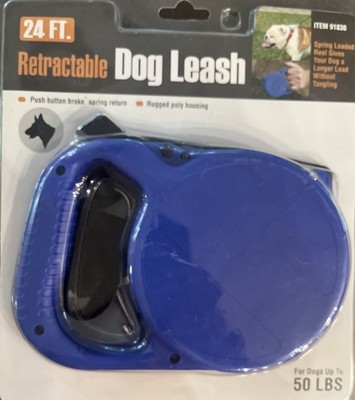 24 Ft Spring Loaded Retractable Dog Leash For Dogs 50 LBS