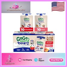 YogurtZ Kids Snacks Variety Pack   Strawberry  Peach, 20 Pouches 3 oz Each 