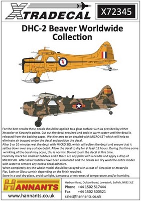 Xtradecal 72345 1:72 de Havilland Beaver Worldwide Collection