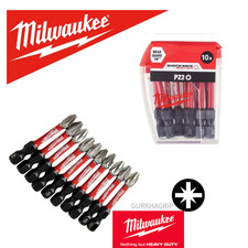 Milwaukee Pozi PZ2 Impact Screwdriver Bit Set x10 Shockwave 50mm 2" inch Tic Tac