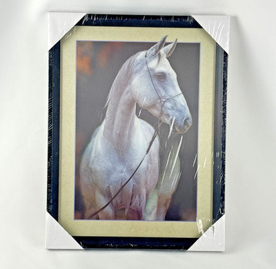 Framed White Horse 3D Lenticular Print 11'' x15'' New Sealed