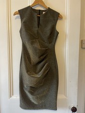 With Love Jessica Knee Length Black And Gold Glitter Dress Size 10