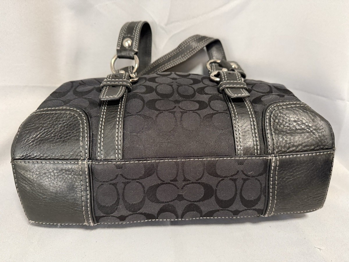 【希少】OLD COACH Dulles Bag leather black Vintage COACH CHELSEA Optic BLACK CANVAS Signature Turn Lock Bag