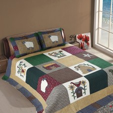 100 Cotton Quilt King Size Set Patchwork Reversible Lightweight Bedding 92"x96"