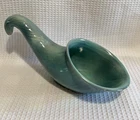 Frankoma Pottery-Green Turquoise Cornucopia/Horn Of Plenty-9.75” Vase