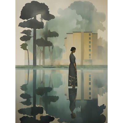 Reflecting and Reflection of Calm Artwork Modern Simple Wall Art Print 18X24 In