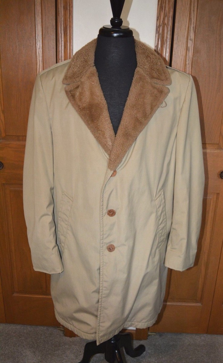 ジャケット・アウター ounce noel fur jacket VTG Men's Trench Coat Overcoat ZERO KING 42 Faux Fur Collar