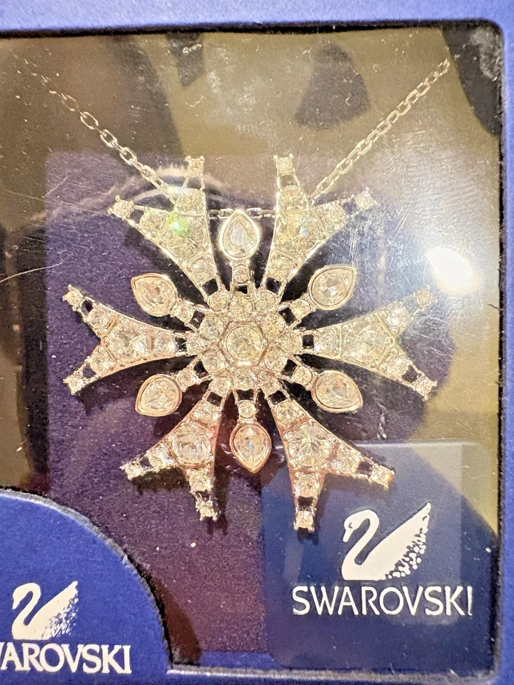 Swarovski Crystal & Sterling Silver Snowflake Necklace/Pendant W/ Original Box - Image 2 of 4