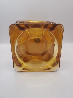 Vintage Amber Glass Candle Holder Mid-Century MCM Repurposed