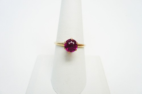 10K Yellow Gold Lab Created Ruby Solitaire Ring Size 7 3/4 | eBay