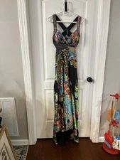 Camille La Vie Y2K Retro Satin Animal Print Multicolor Prom Formal Sequin Sz 4