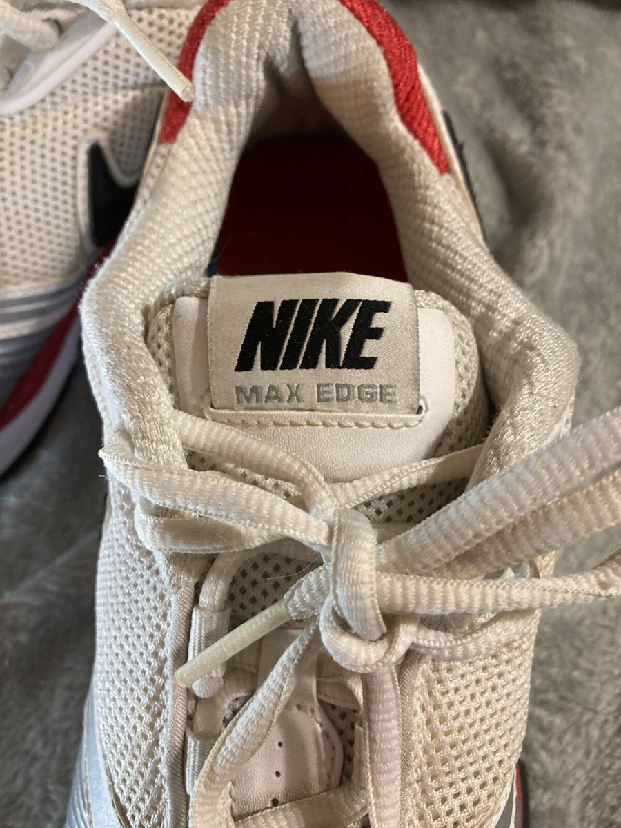 Nike Max Edge Sneakers Men's Size 9 Red White Silver 386482 Nike Max Edge Sneakers Men's Size 9 Red White Silver 386482