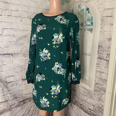 MNG Suit Women's Shift Dress Size Medium Green Floral Long Sleeves | eBay