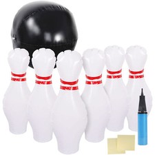 Kids Inflatable Bowling Game Set Adults One Ball w/Six Pin Outdoor Play Fun Use