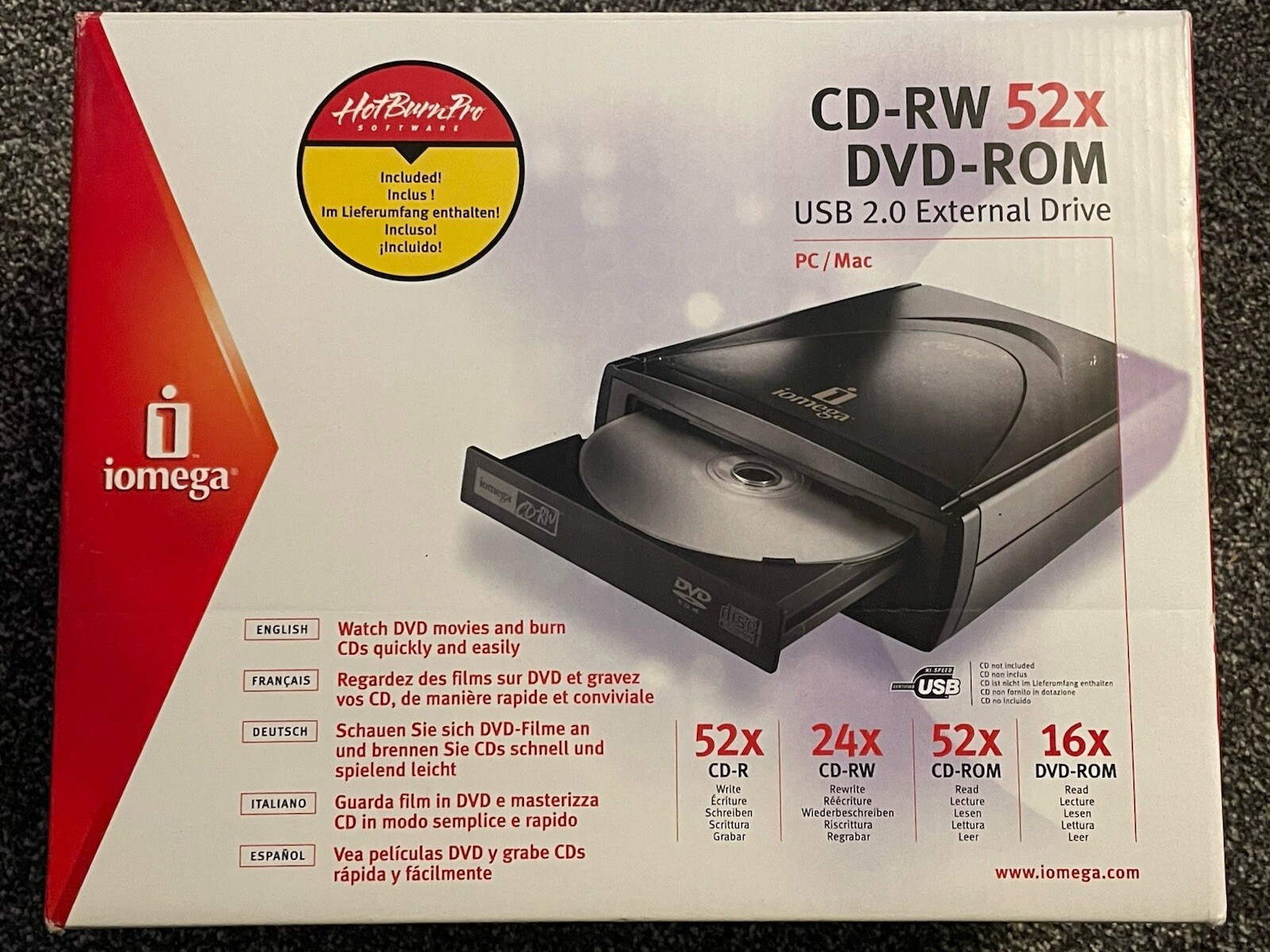 NEW VINTAGE IOMEGA USB EXTERNAL CDRW DVD ROM DRIVE PC MAC COLLECTABLE IT EQPT