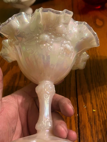 fenton glass transparent pink candy dish