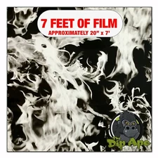 Hydrographic film Black and Clear Flames 7' x 20" hydro dip dipping