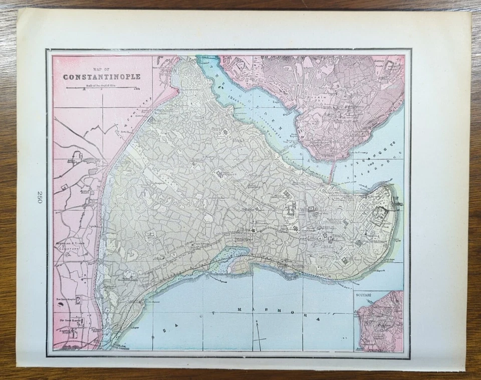 Mapa vintage 1900 CONSTANTINOPLA TURQUÍA 14"x11" antiguo original ESTAMBUL Foto 2 de 4