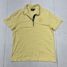 Vintage Lilys Of Beverly Hills Yellow Navy Blue Trim Short Sleeve Polo Women  s M