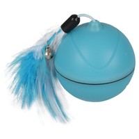 Flamingo Katzenspielzeug LED Ball Magic Mechta 2In1 Blau, 7 Cm, USB + Feder