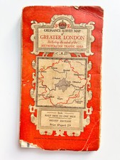 Vintage Greater London Relief Map Old Ordance Survey Maps Metropolitan Area 1/2"