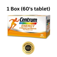 1 Box x 60's New Centrum Energy B-Vitamins and Minerals + Vitamin C & E