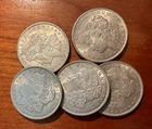 U. S. LOT OF (5)  1921  MORGAN $1 DOLLAR SILVER COINS, ALMOST UNCIRCULATED GROUP