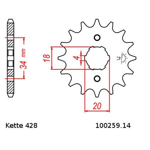 Chainset Daelim VC 125 S 96-99 Chain JT 428 HDR 126 Open 14/43 - Picture 2 of 4