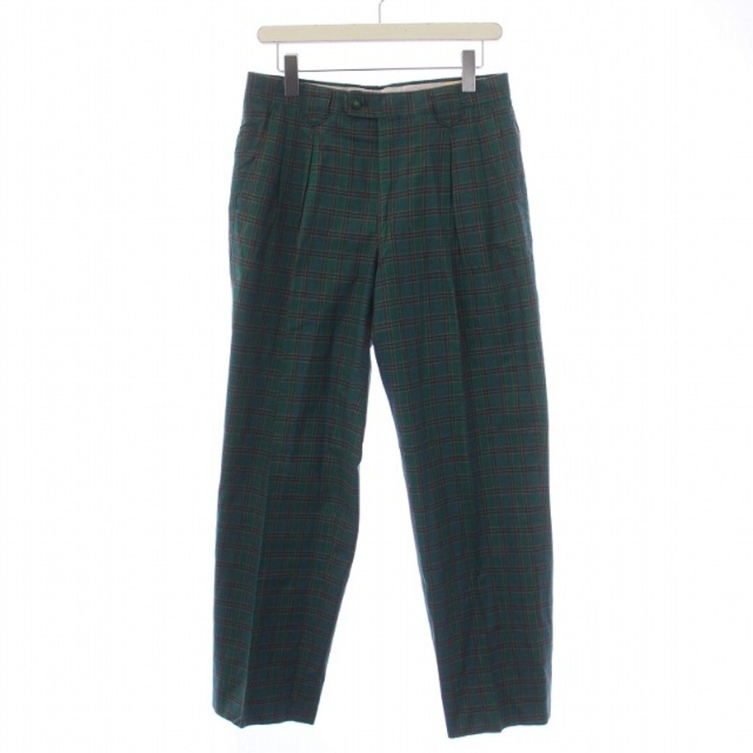 Dunhill Sport Long Pants Zip Fly Plaid 82 L Green BM Used Dunhill Sport Long Pants Zip Fly Plaid 82 L Green BM Used