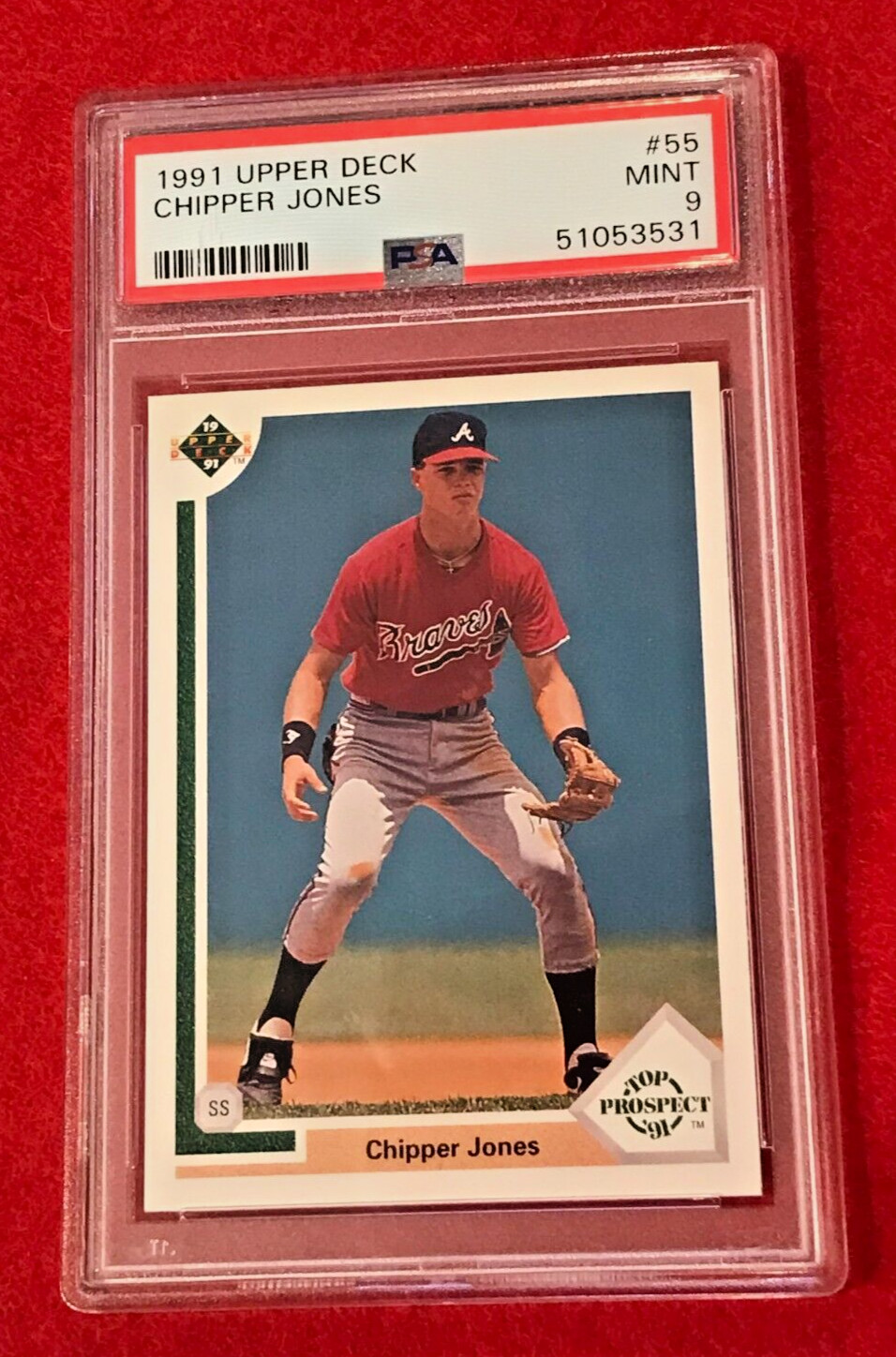 CHIPPER JONES Rookie 1991 Upper Deck Top Prospect #55 PSA 9 Mint