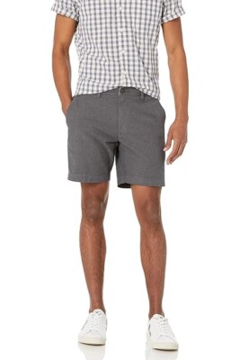 Goodthreads Men's Slim-Fit 9'' Flat-Front Comfort Stretch Chino Short, Grey, 30