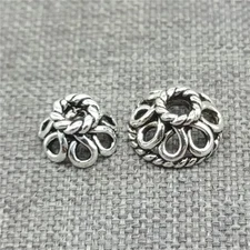 15pcs of 925 Sterling Silver Oxidized Spiral Flower Bead Caps 6mm 8mm