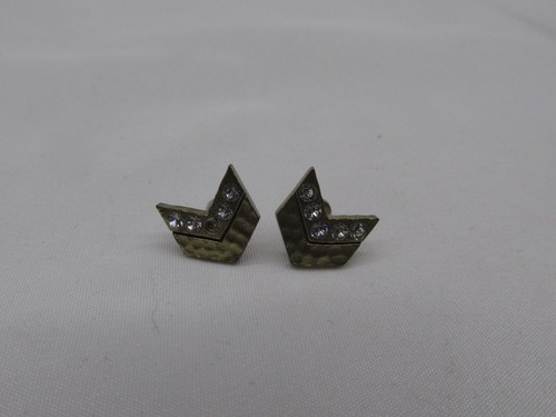 Silpada KR Brass Tone & Clear Rhinestone Chevron Stud Style Pierced Earrings 26z
